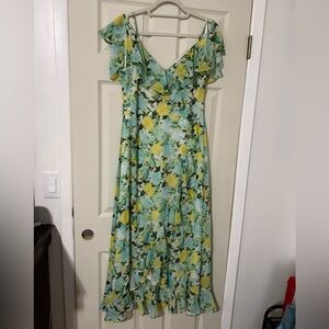 London Times Floral Maxi Dress - Green and Yellow